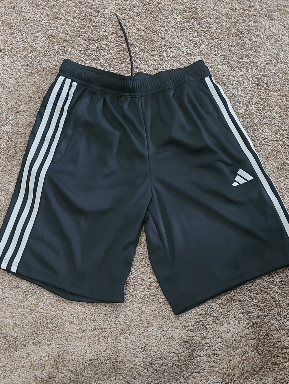 Adidas Black Athletic Men's Shorts with White Stripes